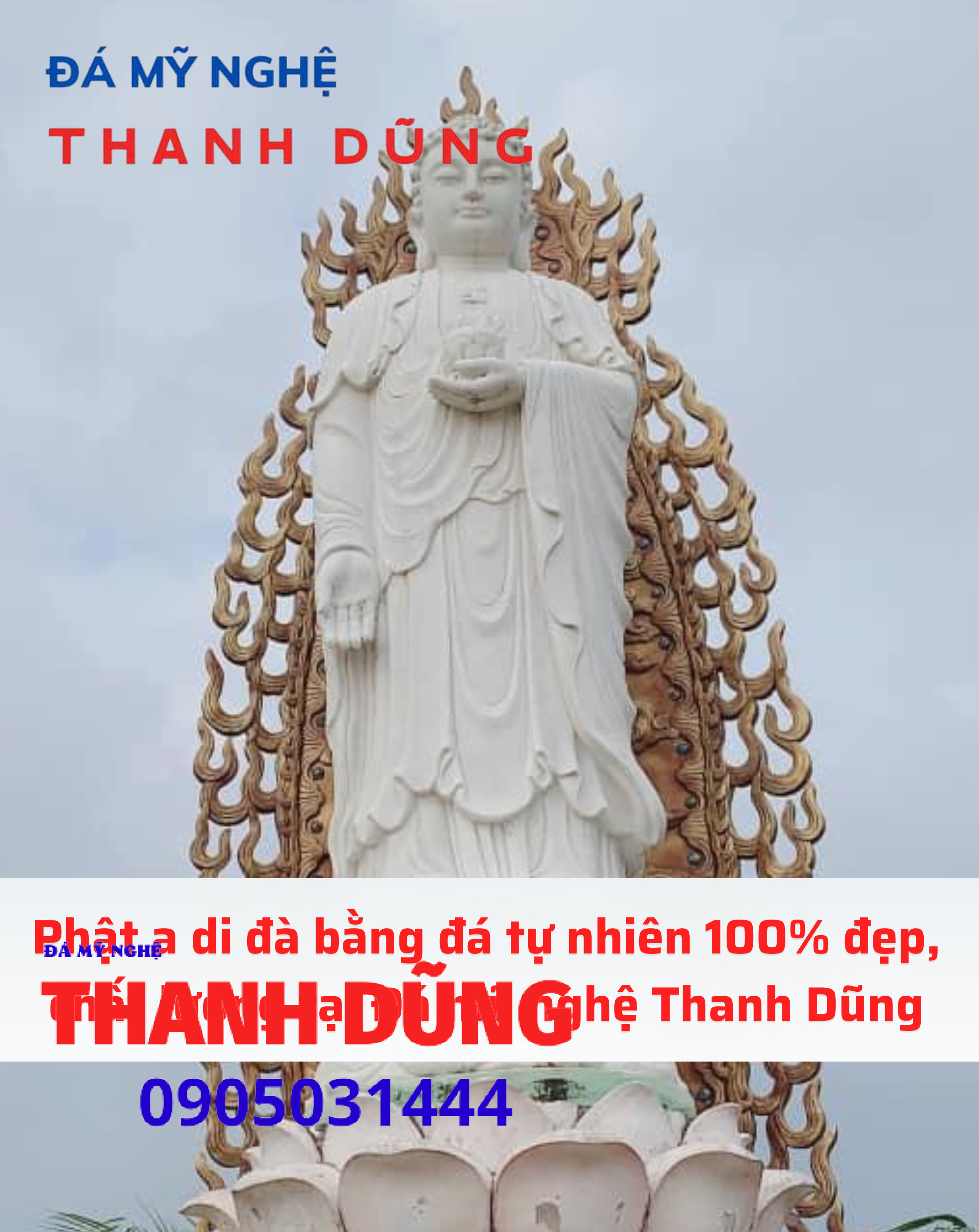 Phật a di đà bằng đá tự nhiên 100% đẹp, chất lượng tại Đá mỹ nghệ Thanh Dũng